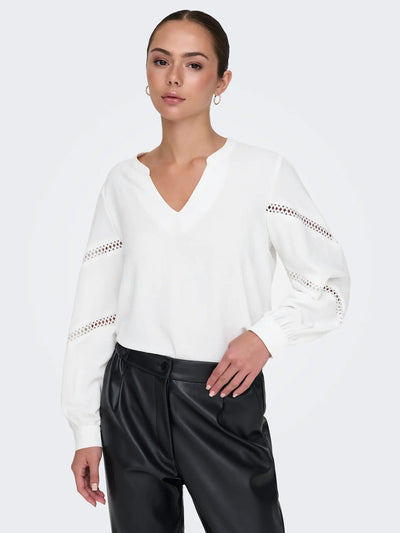JDY White Cut Out Sleeve Blouse