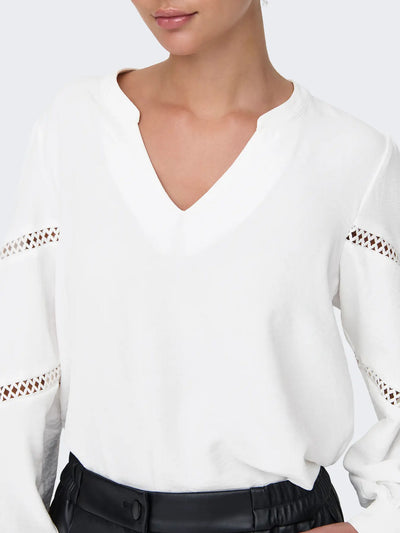 JDY White Cut Out Sleeve Blouse