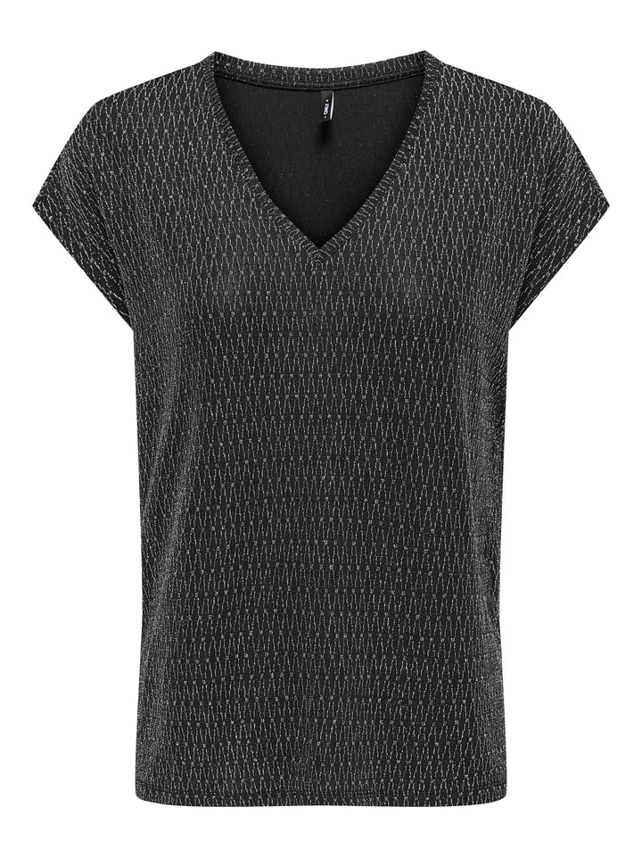 ONLY Silver Harlequin Glitter S/S Top