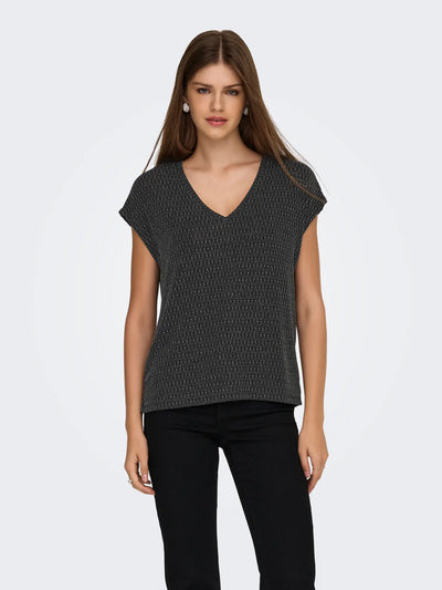 ONLY Silver Harlequin Glitter S/S Top