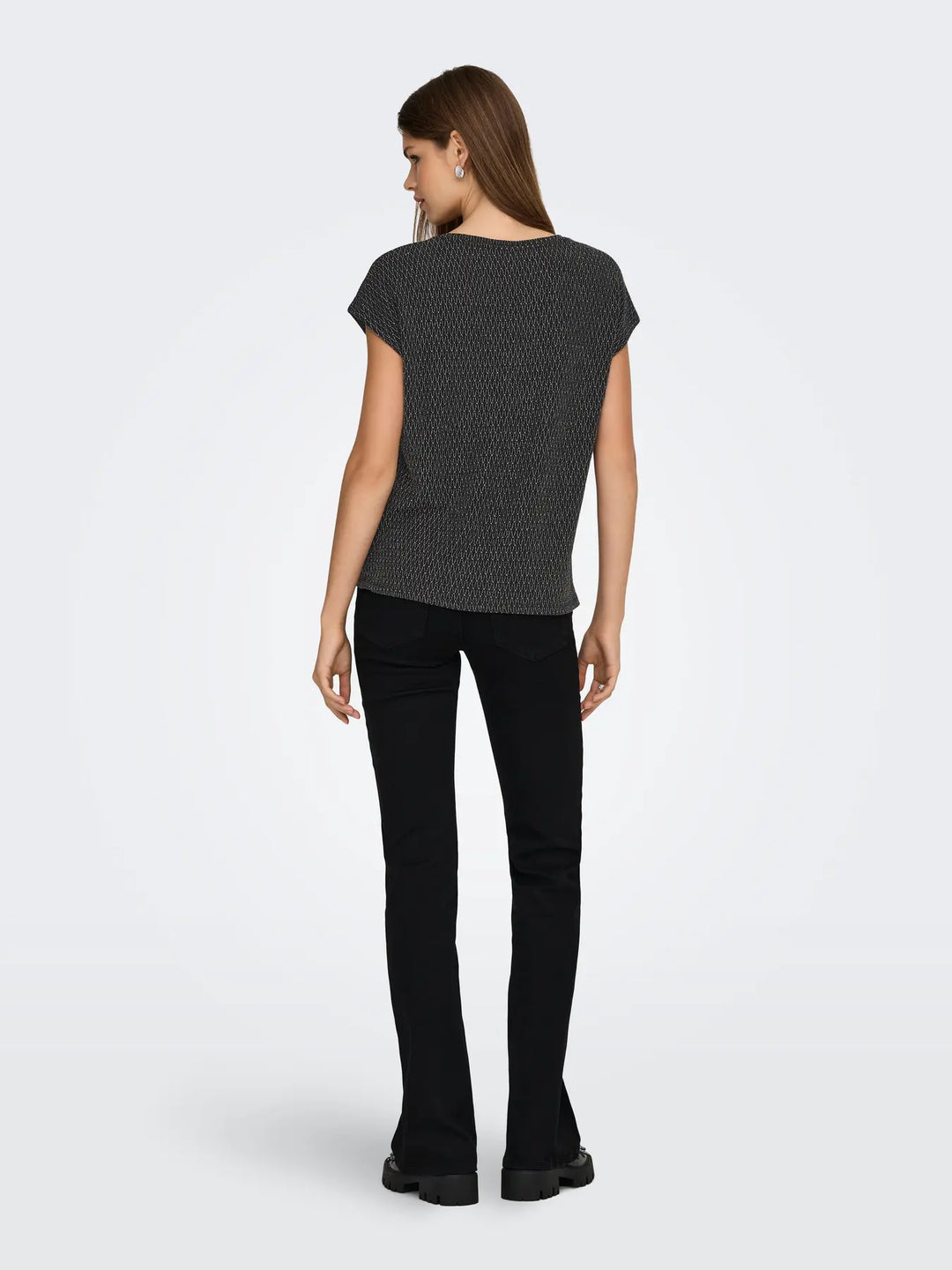 ONLY Silver Harlequin Glitter S/S Top