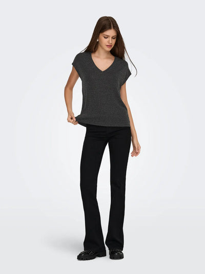 ONLY Silver Harlequin Glitter S/S Top
