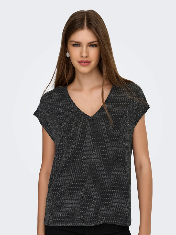 ONLY Silver Harlequin Glitter S/S Top