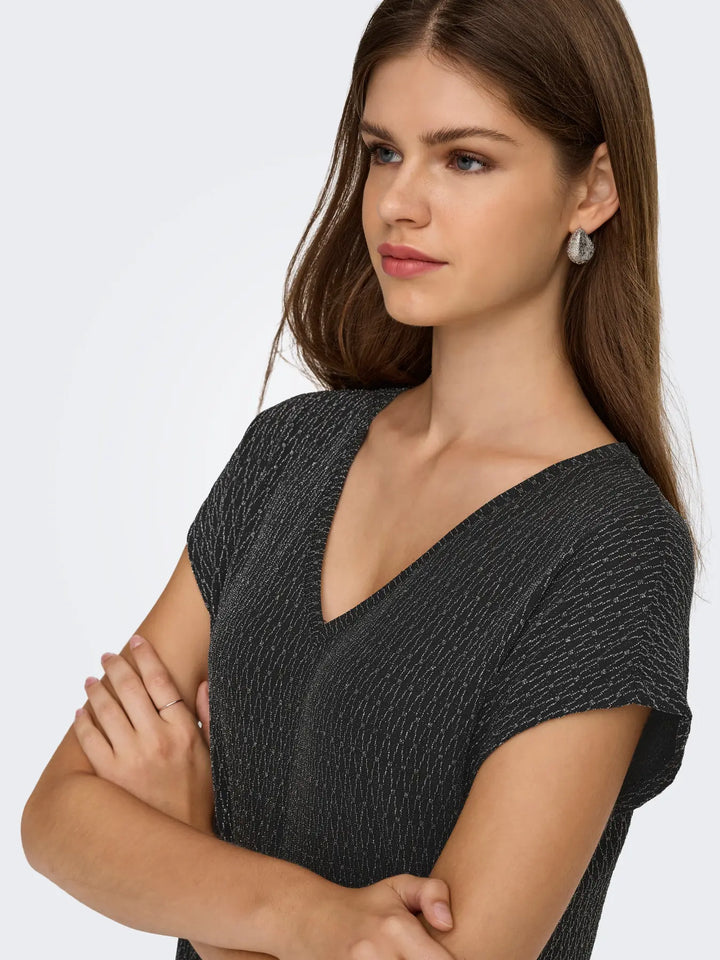 ONLY Silver Harlequin Glitter S/S Top