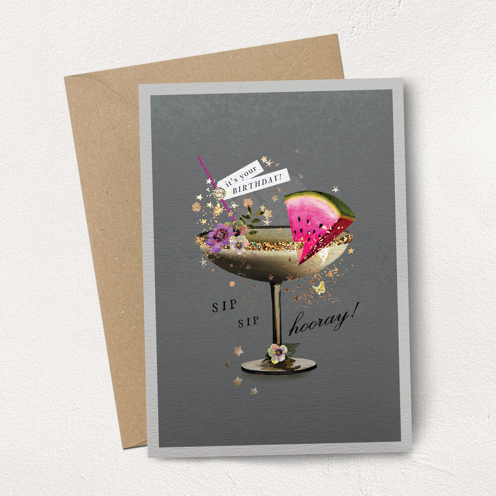 Martini Watermelon Birthday Card