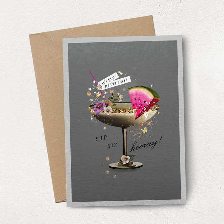 Martini Watermelon Birthday Card