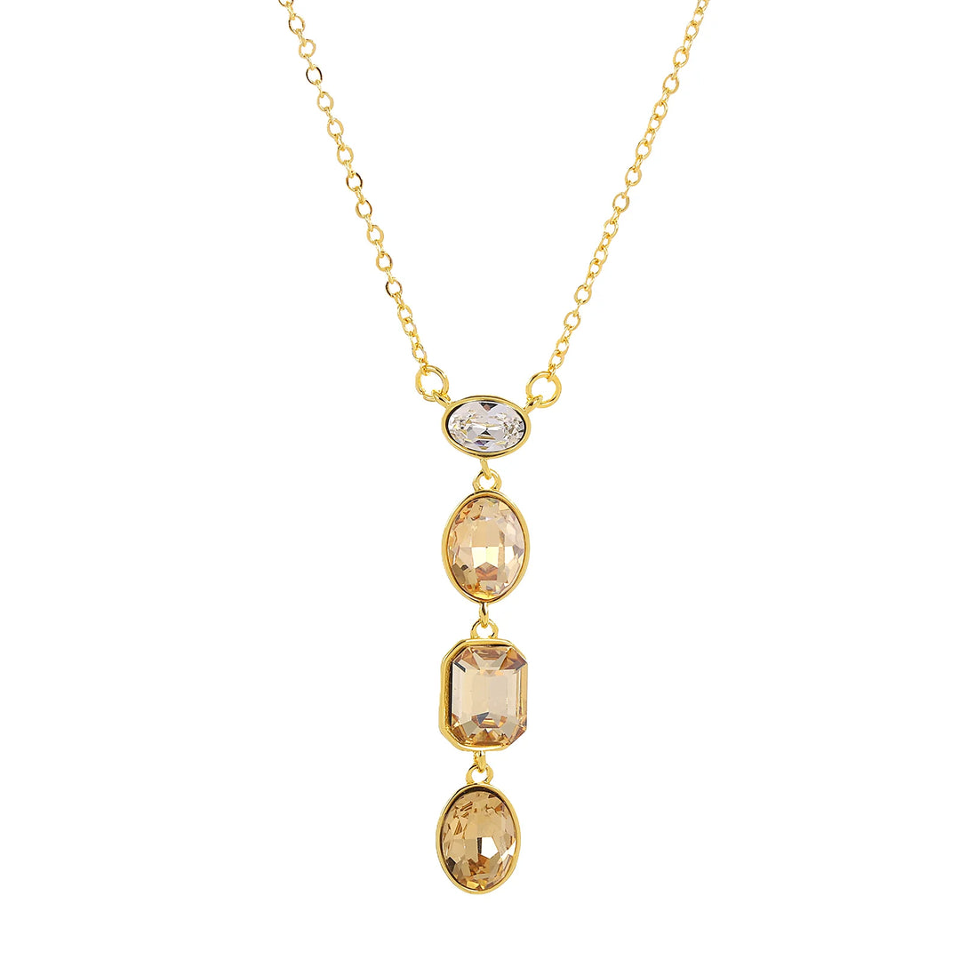 18k Gold Necklace with Champagne Pendant