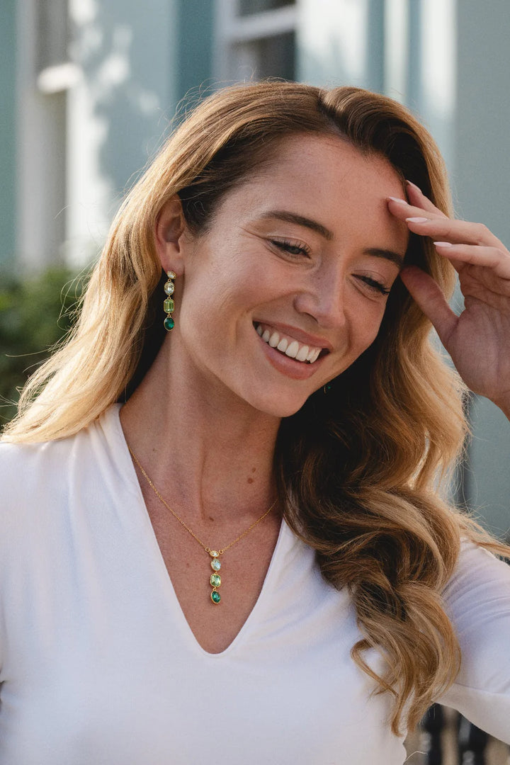 18k Gold Necklace with Green Pendant