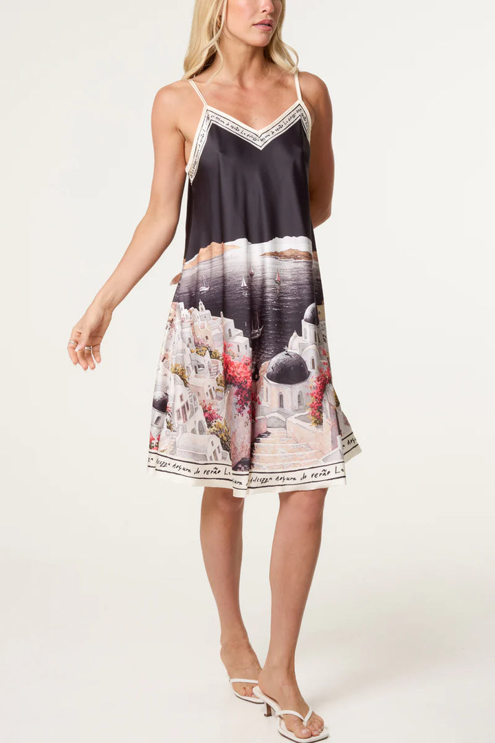 Black Santorini Satin Dress