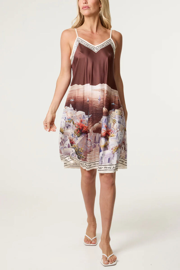 Chocolate Santorini Satin Dress