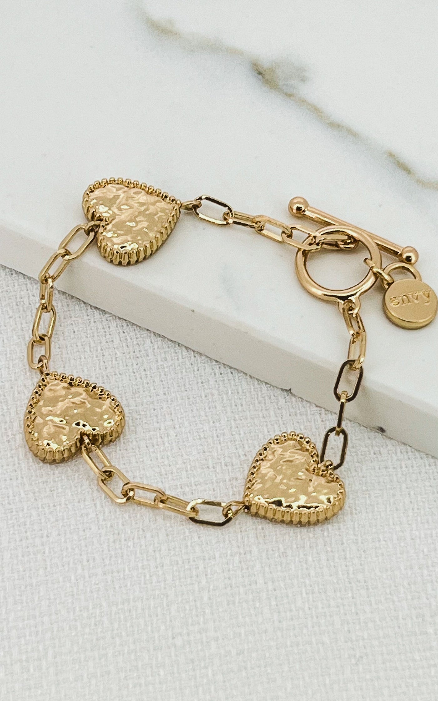 Gold Molten Heart Bracelet