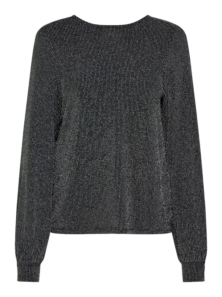 ONLY Silver Stripe Glitter Bow Top