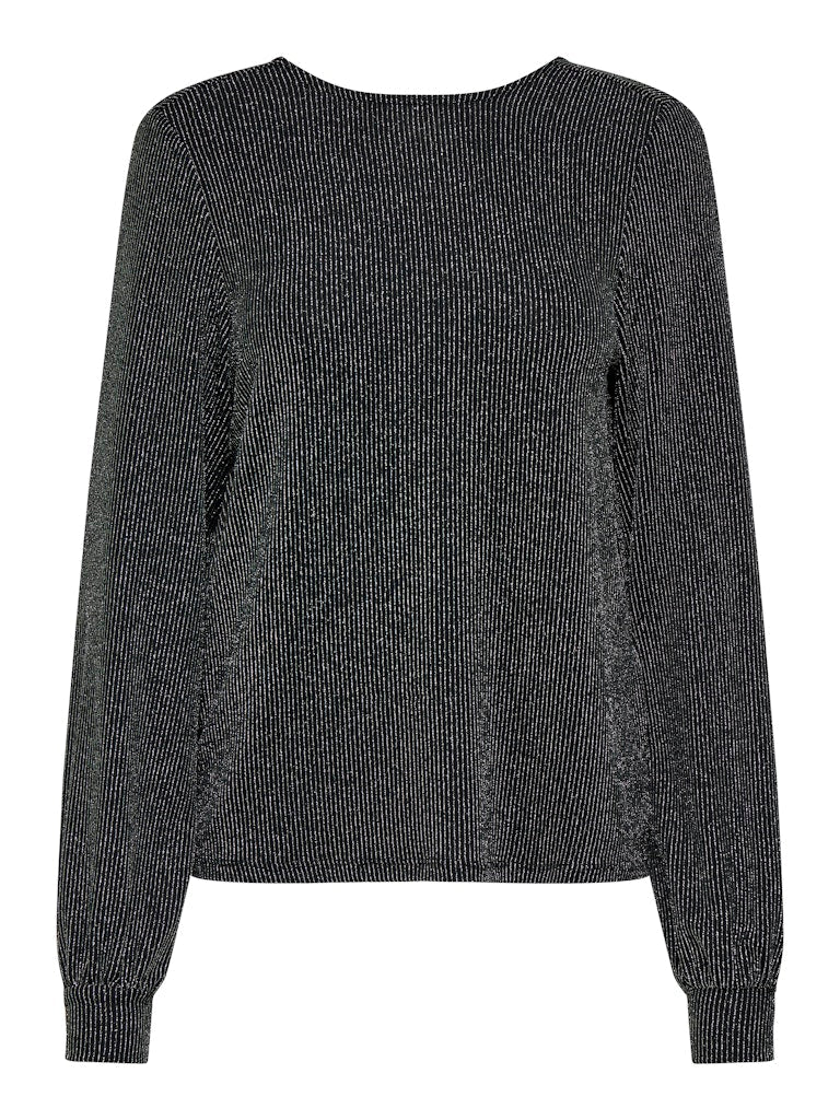 ONLY Silver Stripe Glitter Bow Top