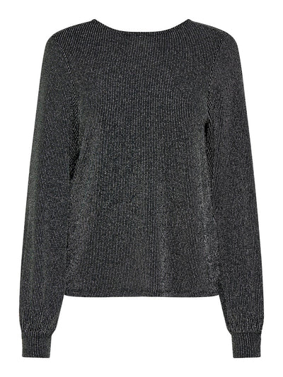 ONLY Silver Stripe Glitter Bow Top