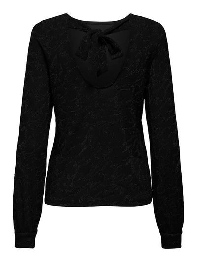 ONLY Black Zebra Glitter Bow Top