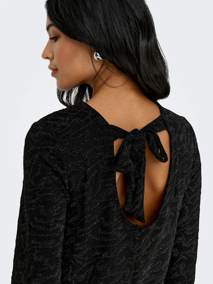 ONLY Black Zebra Glitter Bow Top