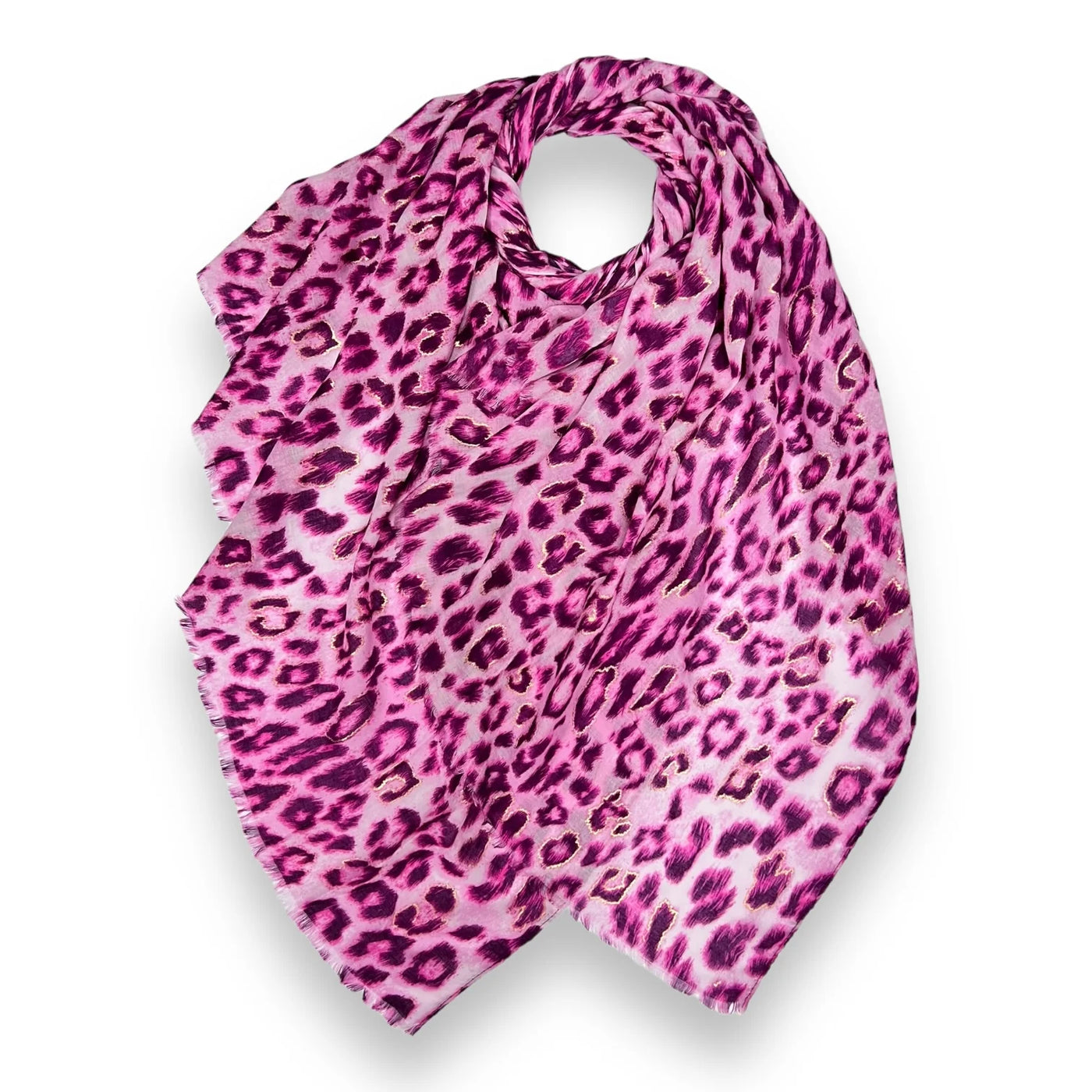 Pink & Gold Foil Leopard Scarf