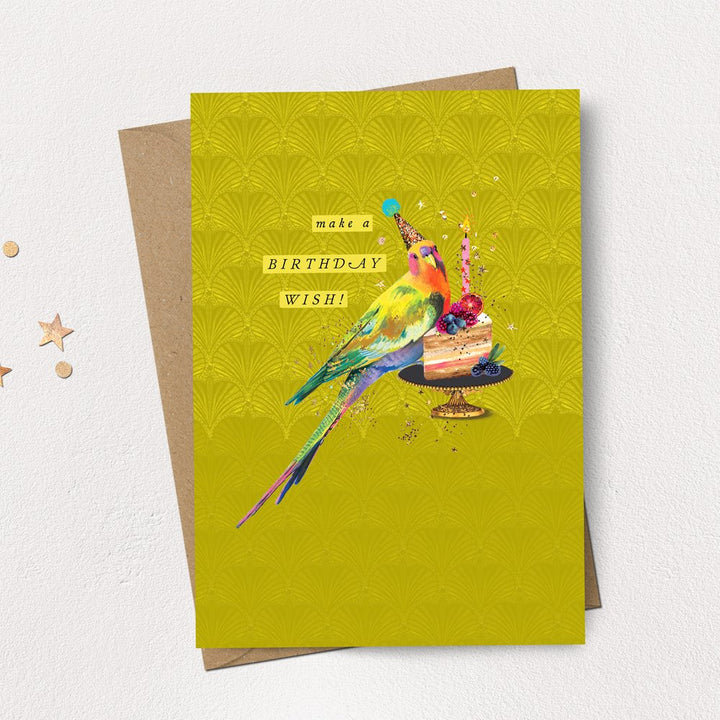 Birthday Parrot Cake Slice Card