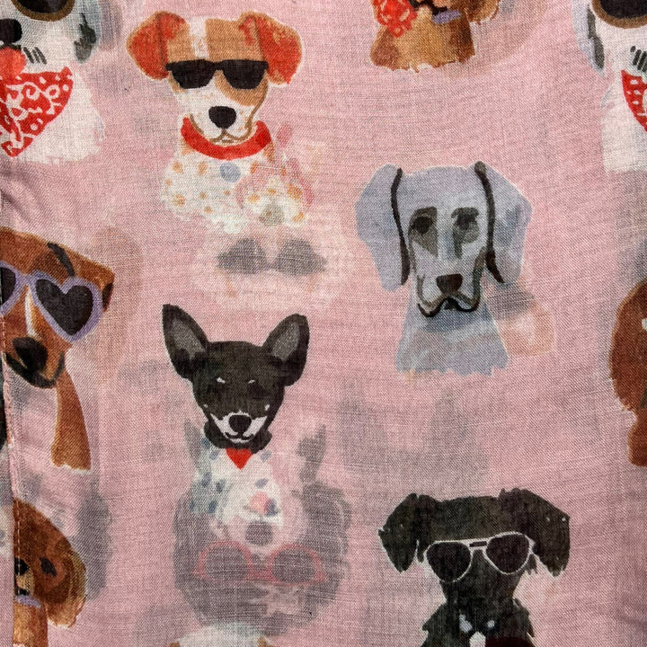 Pale Pink Dog Print Scarf