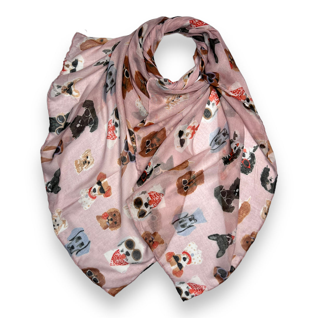 Pale Pink Dog Print Scarf