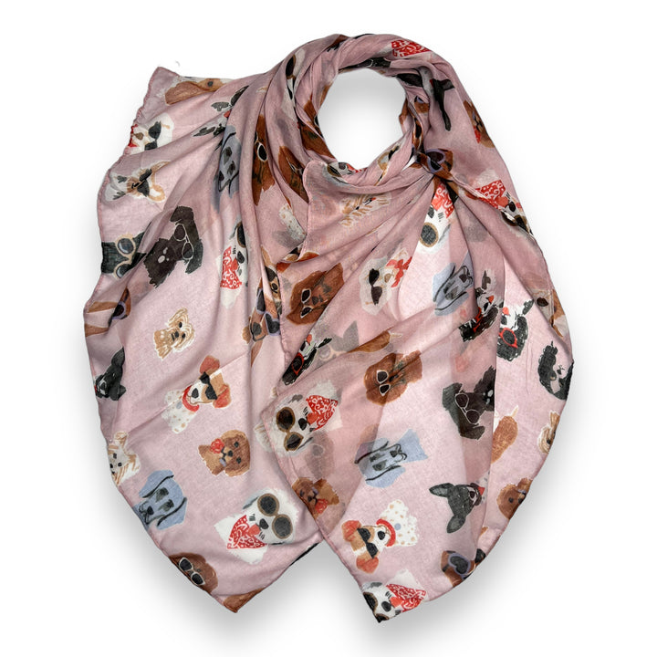 Pale Pink Dog Print Scarf