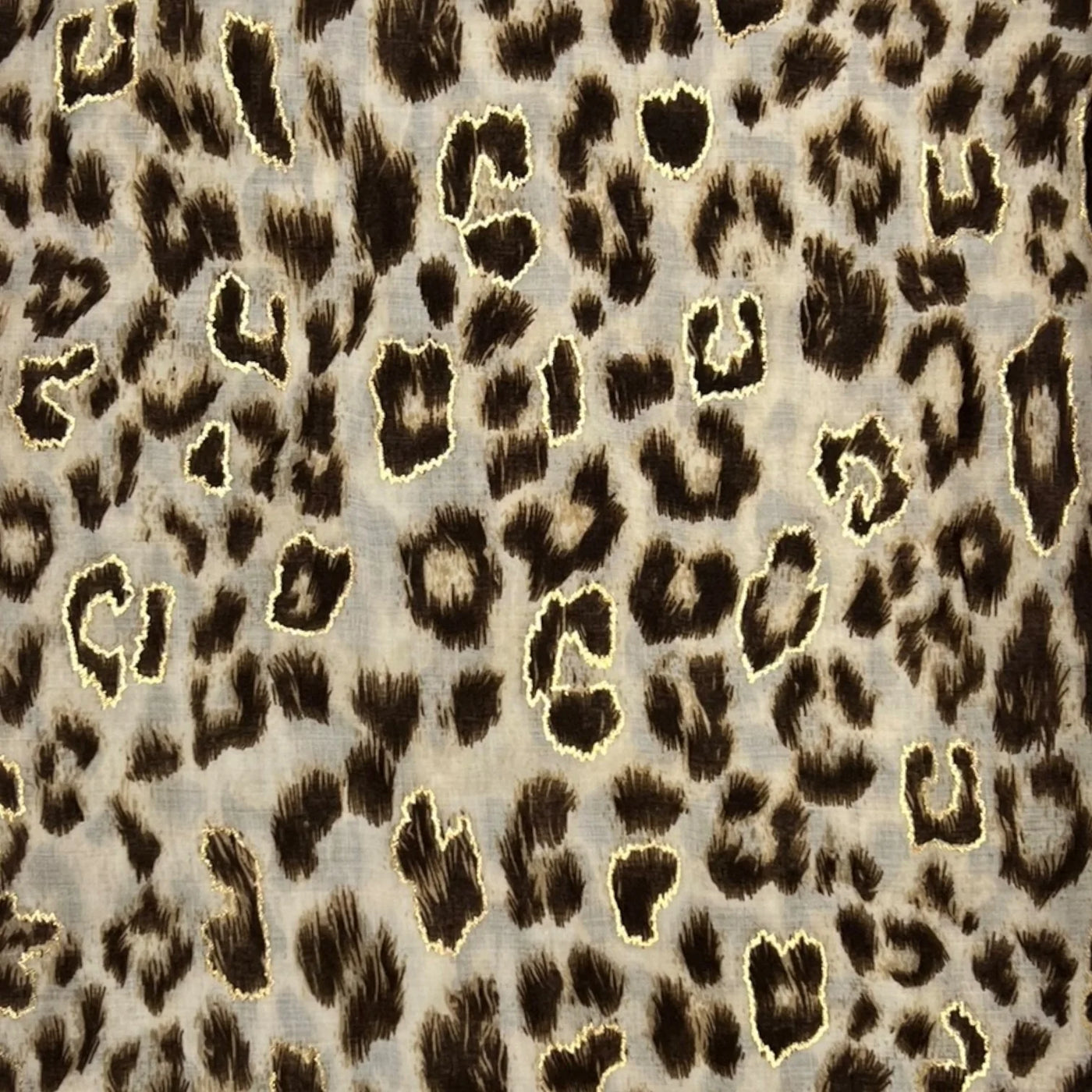 Beige & Gold Foil Leopard Scarf