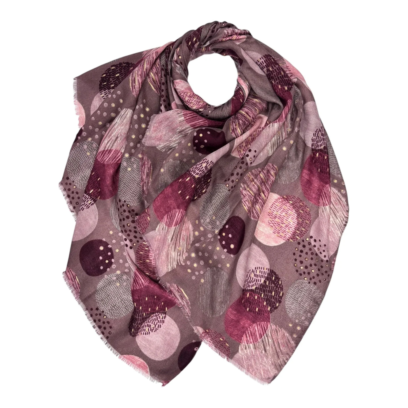 Dusky Pink & Gold Circle Print Scarf