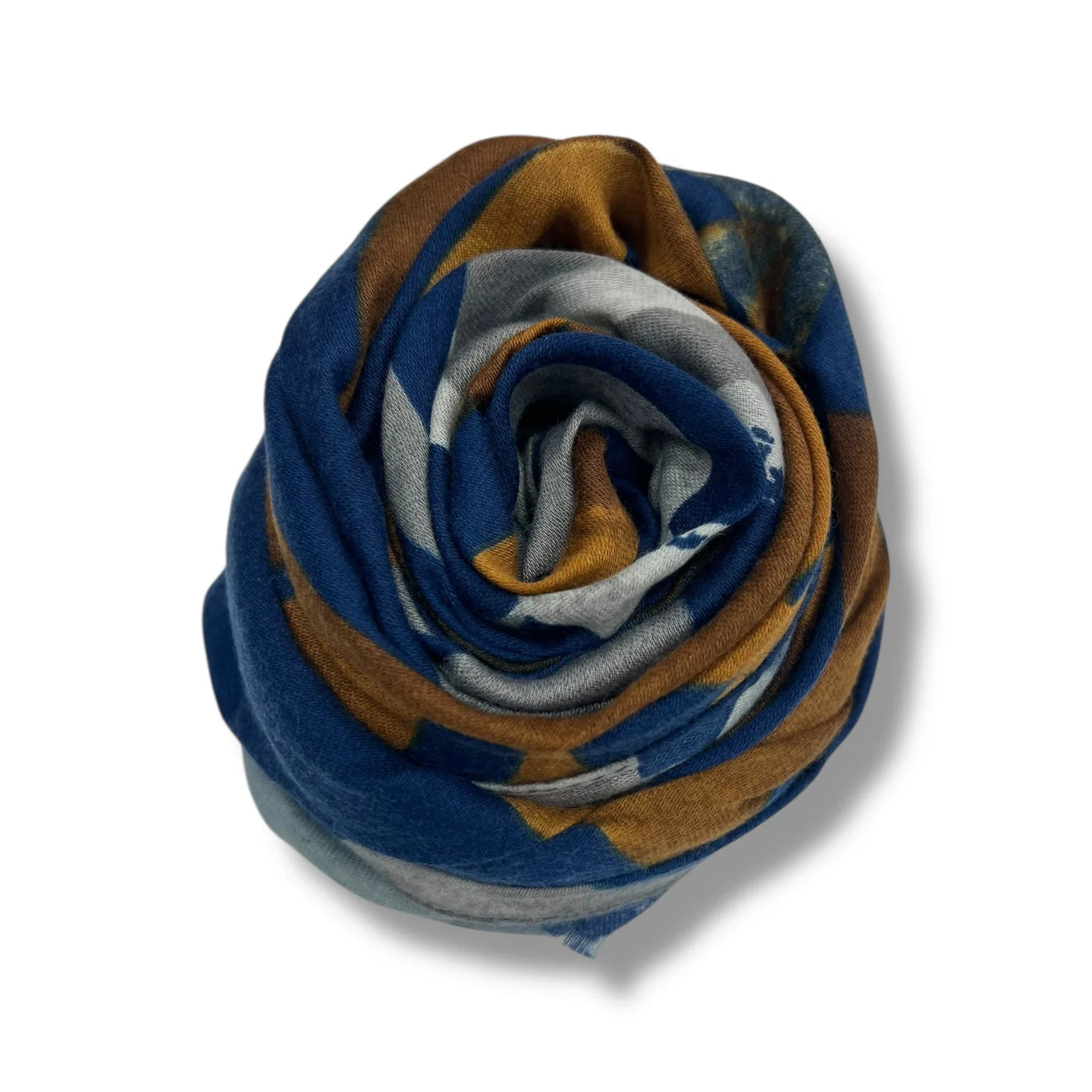 Blue Palm Leaves Print Scarf