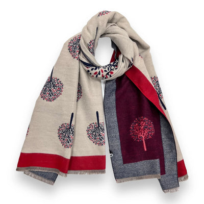 Red & Stone Tree Of Life Scarf