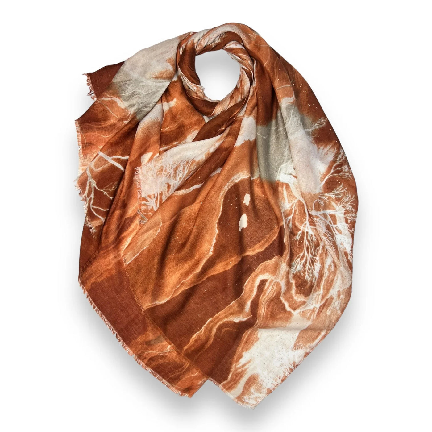 Rust Orange Watercolour Tree Scarf