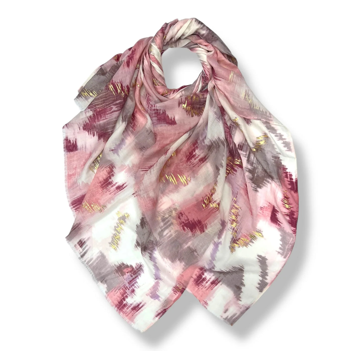 Pink & Gold Foil Ikat Scarf