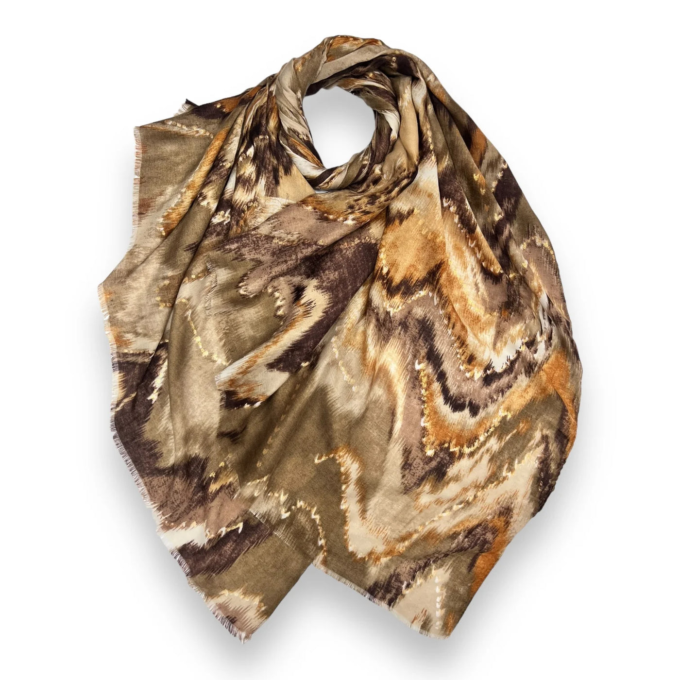 Tan Tie Die Zig Zag Scarf