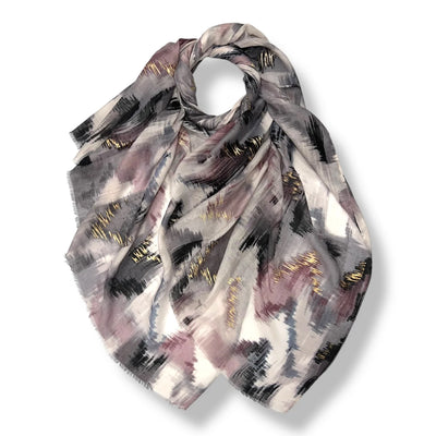 Grey & Gold Foil Ikat Scarf