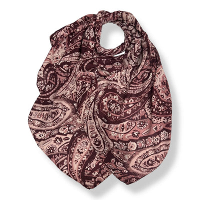 Burgundy Paisley Print Scarf