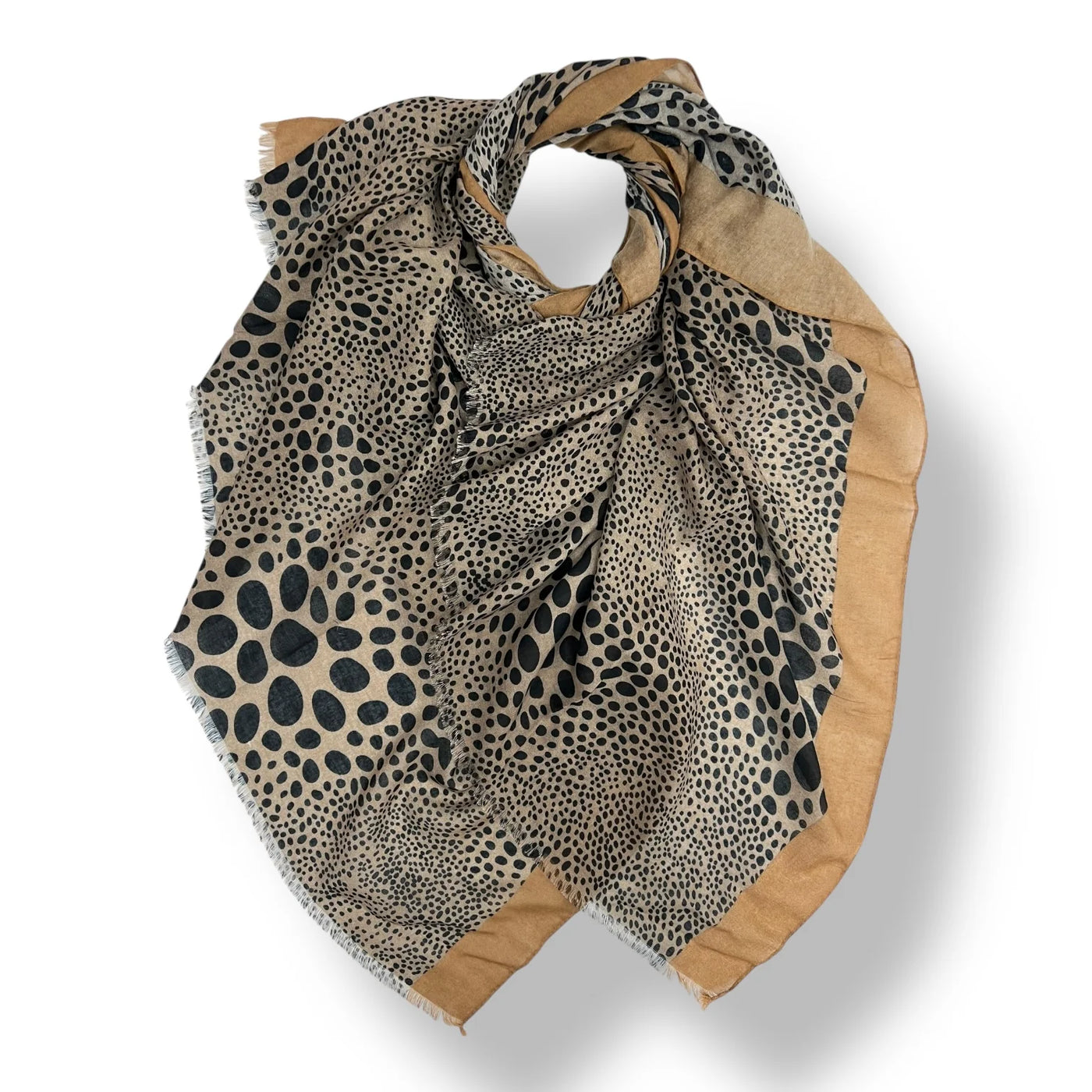 Tan Border Leopard Dots Scarf
