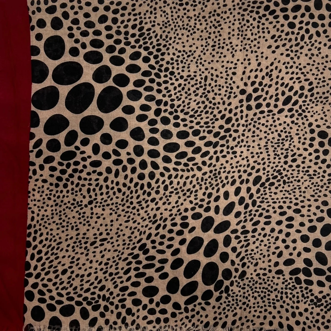Deep Red Border Leopard Dots Scarf