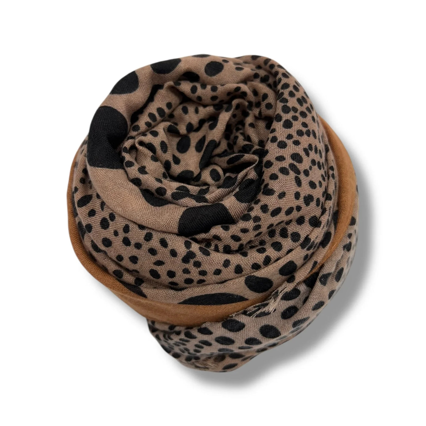 Tan Border Leopard Dots Scarf