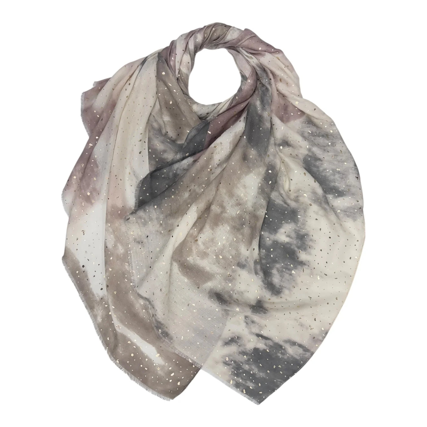 Taupe Watercolour & Gold Fleck Scarf