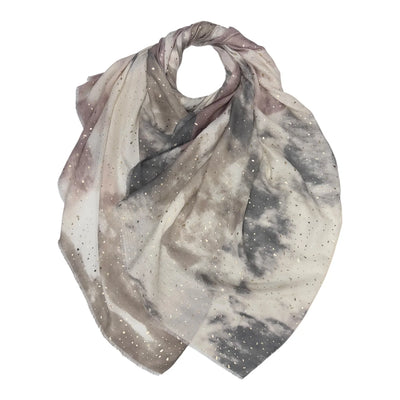 Taupe Watercolour & Gold Fleck Scarf