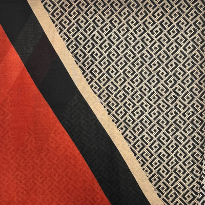 Rust & Black Geometric Print Scarf