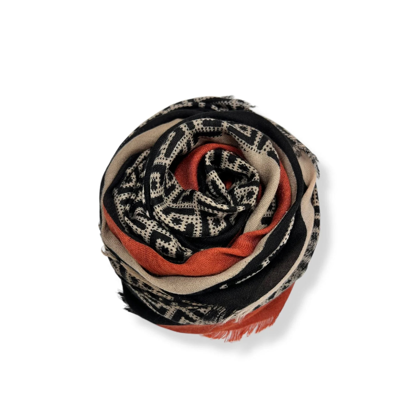 Rust & Black Geometric Print Scarf