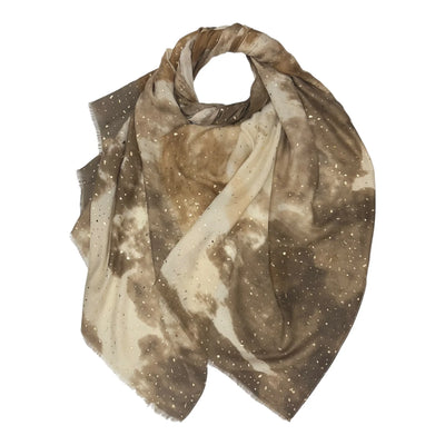 Tan Watercolour & Gold Fleck Scarf