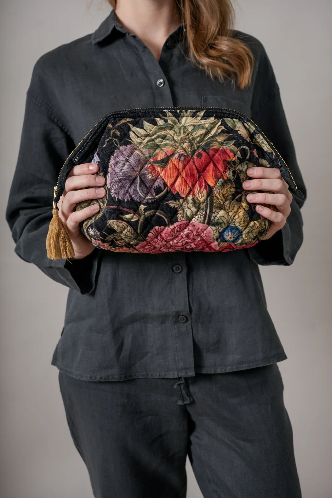 Primula Black Velvet Pouch Bag