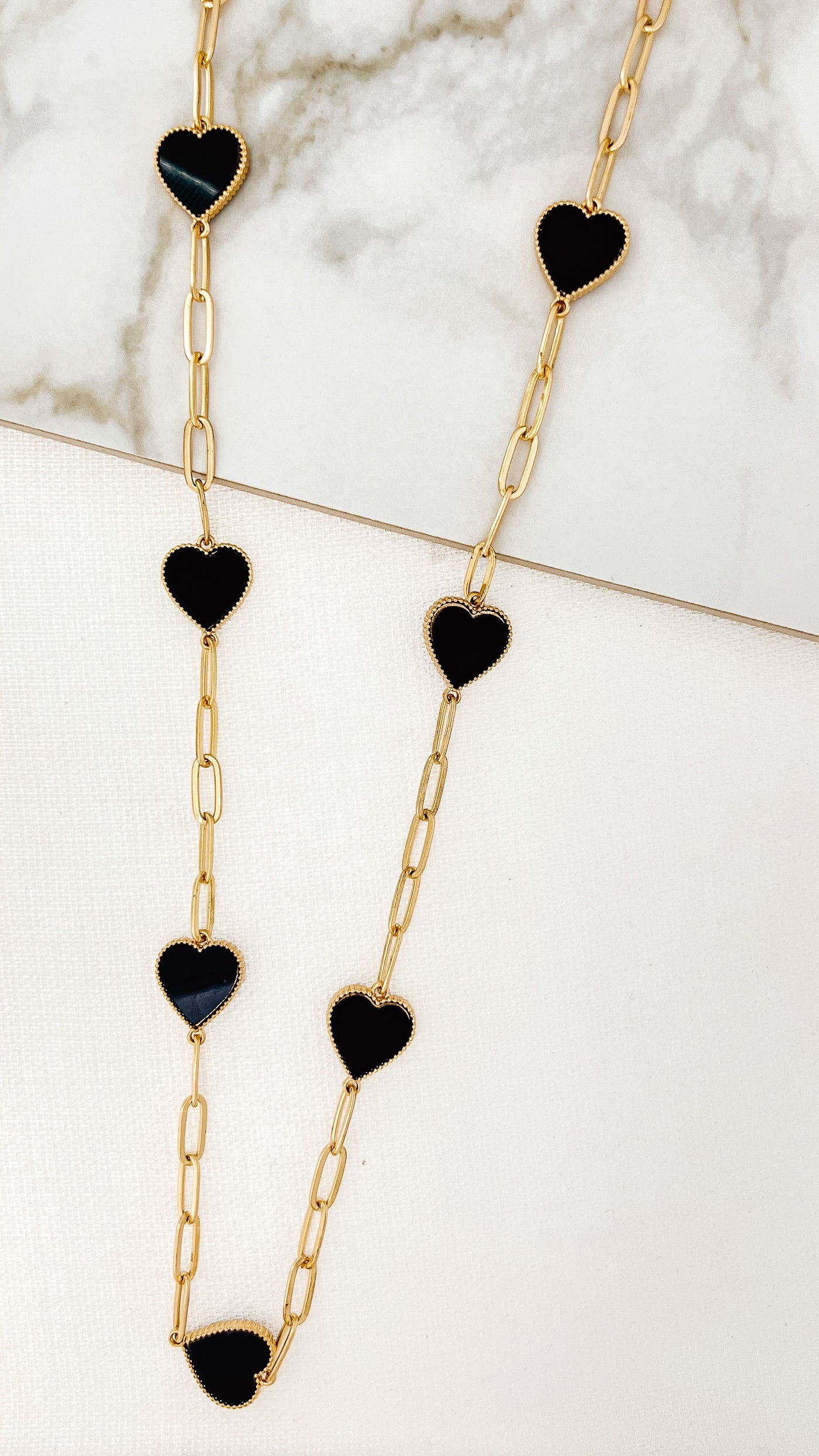 Gold & Black Heart Necklace