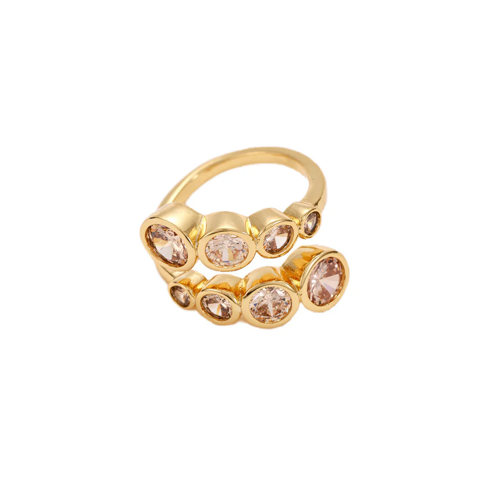 Gold Plated Champagne Crystal Ring