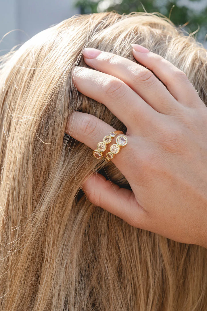 Gold Plated Champagne Crystal Ring