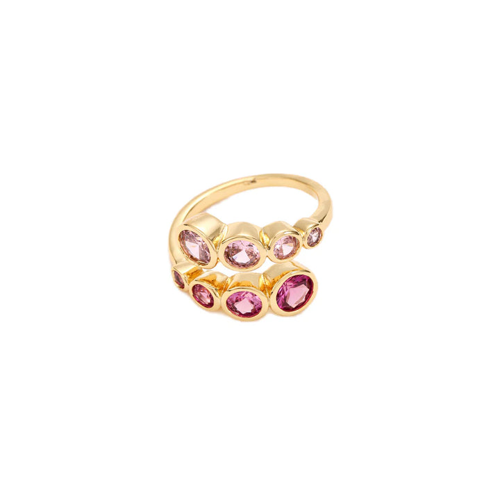 Gold Plated Pink Crystal Ring