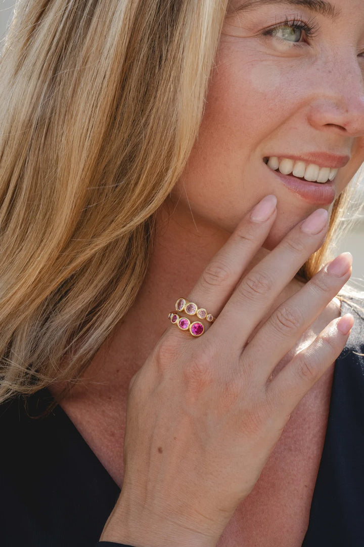 Gold Plated Pink Crystal Ring
