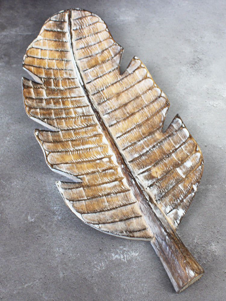 Carved Wooden Feather Plate