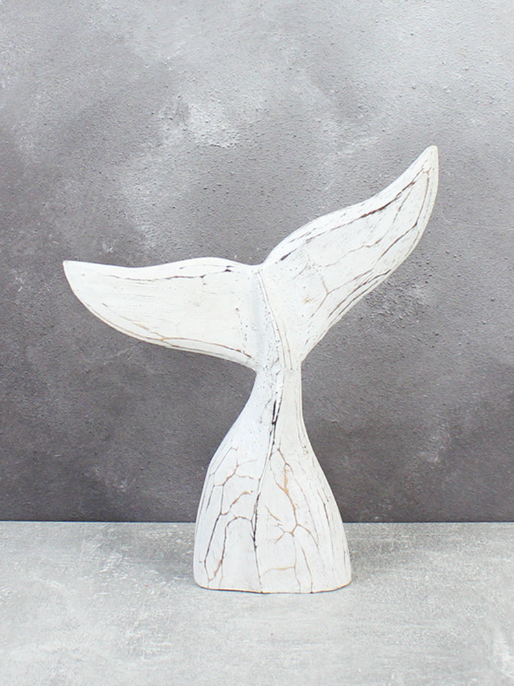 *shop collection only* White Wooden Carved Whale Tail